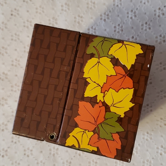 VTG Recipe Tin Rustic Farmhouse Fall Decor Leaf Orange Brown Yellow - Picture 5 of 15